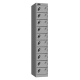 Probe Standard Metric Locker — 10 Door, Flat Top, Double Width (380-450mm) — Silver Carcass / Silver Doors