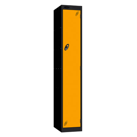 Probe Vision Panel Metric Locker — 1 Door, Sloping Top, 300mm — Black carcass with Yellow door