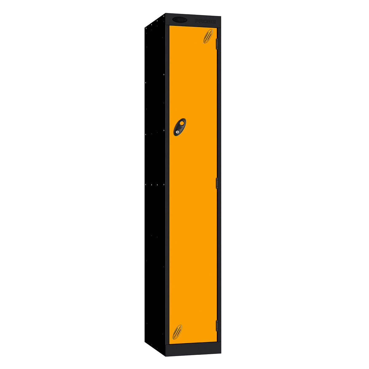 Probe Vision Panel Metric Locker — 1 Door, Wide Format (380-450mm) — Black carcass with Yellow door