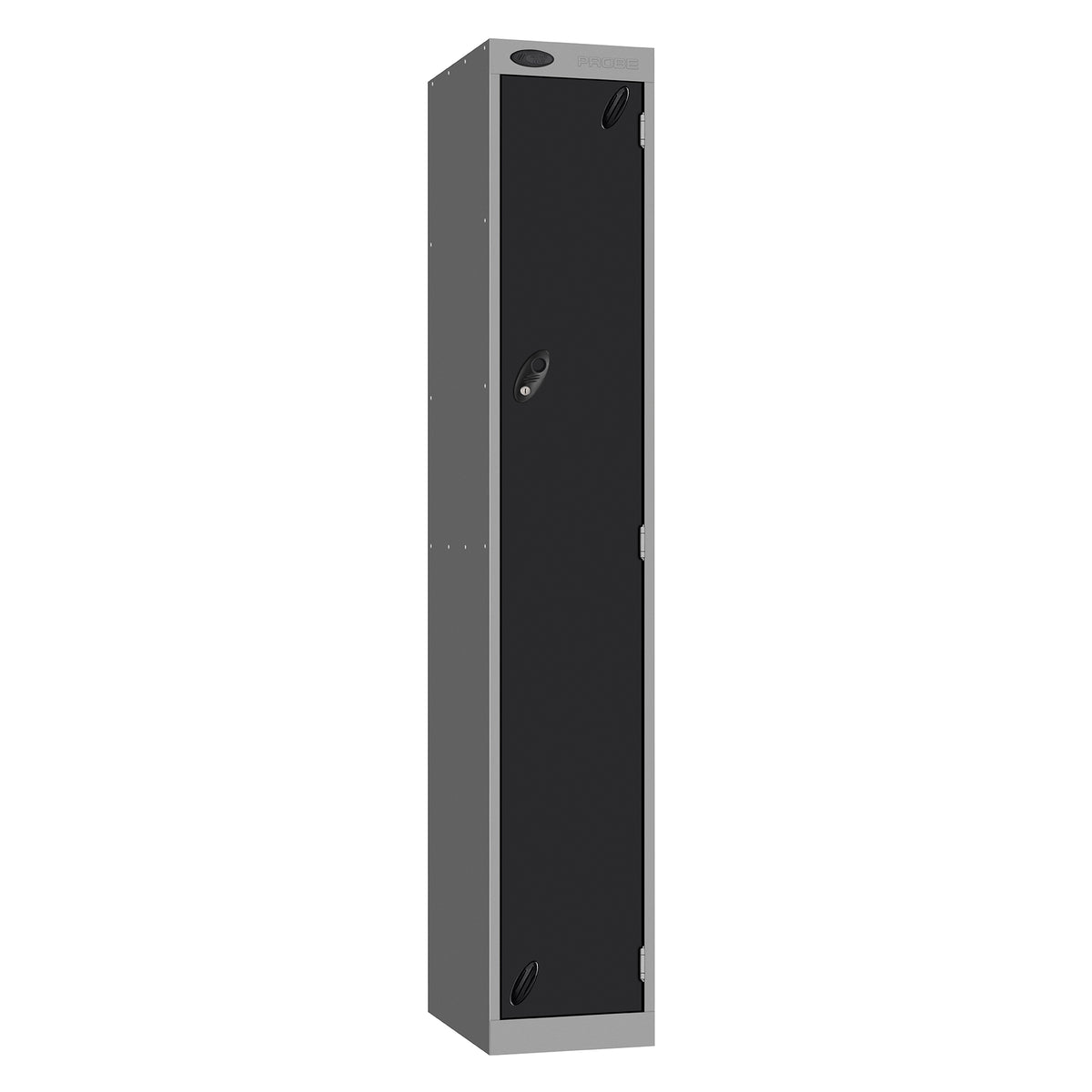Probe Vision Panel Metric Locker — 1 Door, Sloping Top, 300mm — Silver carcass with Black door