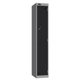Probe Vision Panel Metric Locker — 1 Door, Wide Format (380-450mm) — Silver carcass with Black door