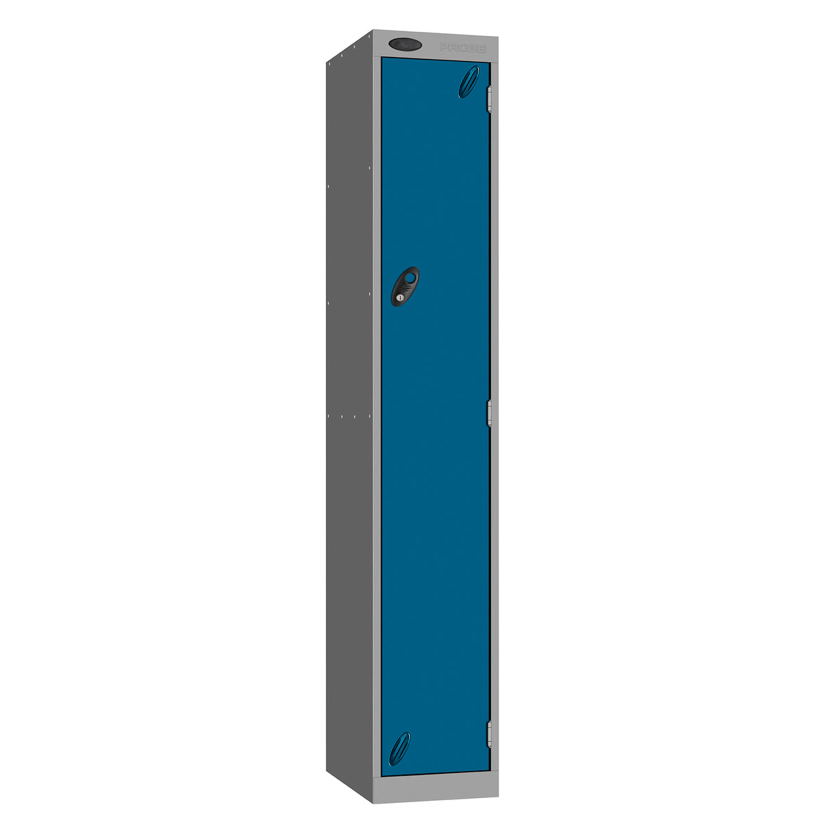Probe Vision Panel Metric Locker — 1 Door, Sloping Top, 300mm — Silver carcass with Blue door