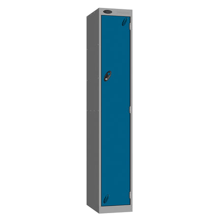 Probe Vision Panel Metric Locker — 1 Door, Wide Format (380-450mm) — Silver carcass with Blue door