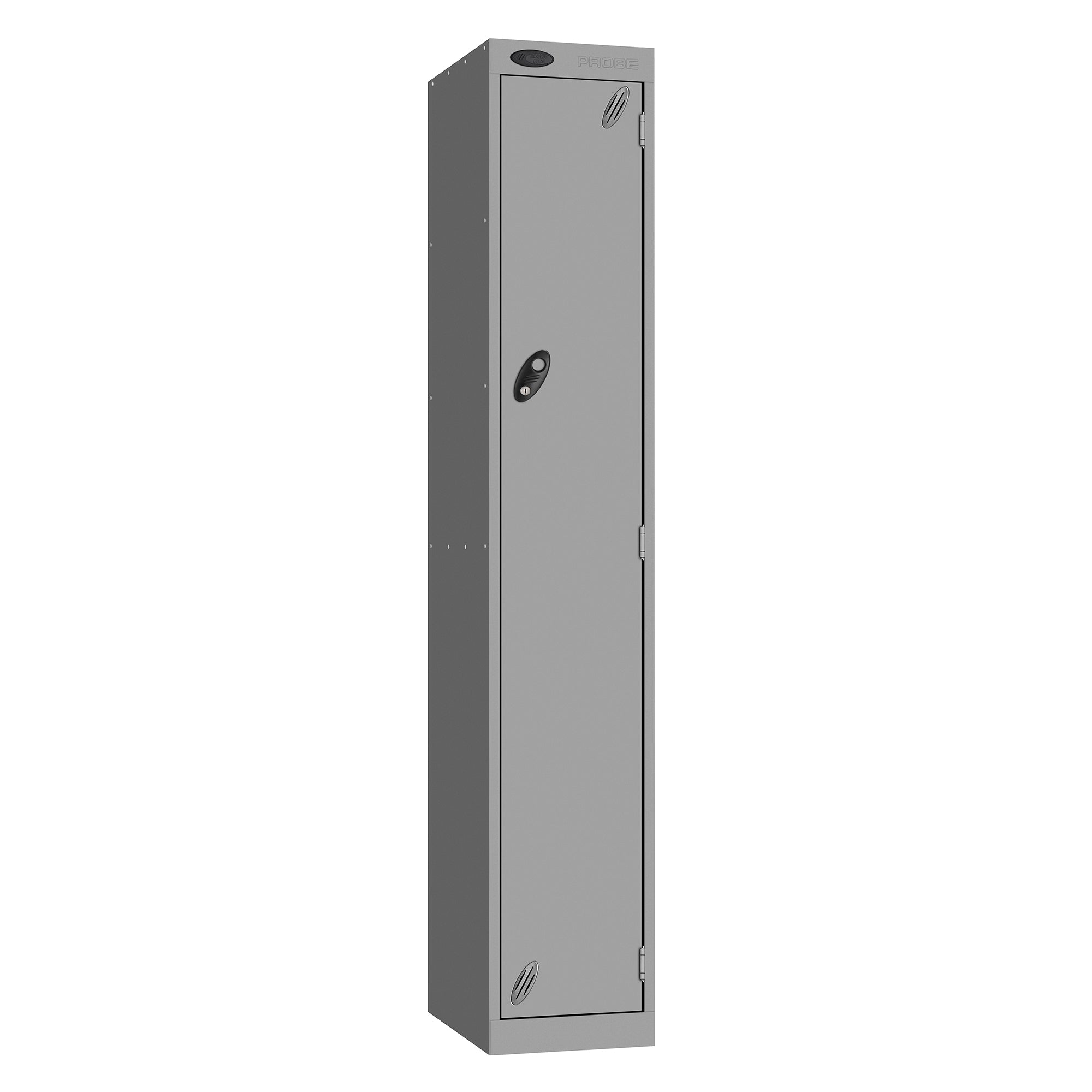Probe Vision Panel Metric Locker — 1 Door, Sloping Top, 300mm — Silver carcass with Silver door