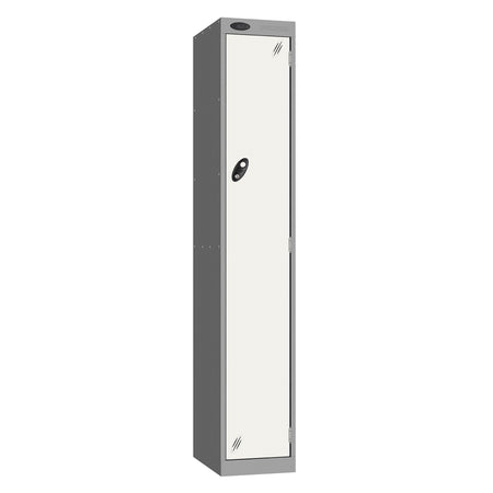 Probe Vision Panel Metric Locker — 1 Door, Wide Format (380-450mm) — Silver carcass with White door