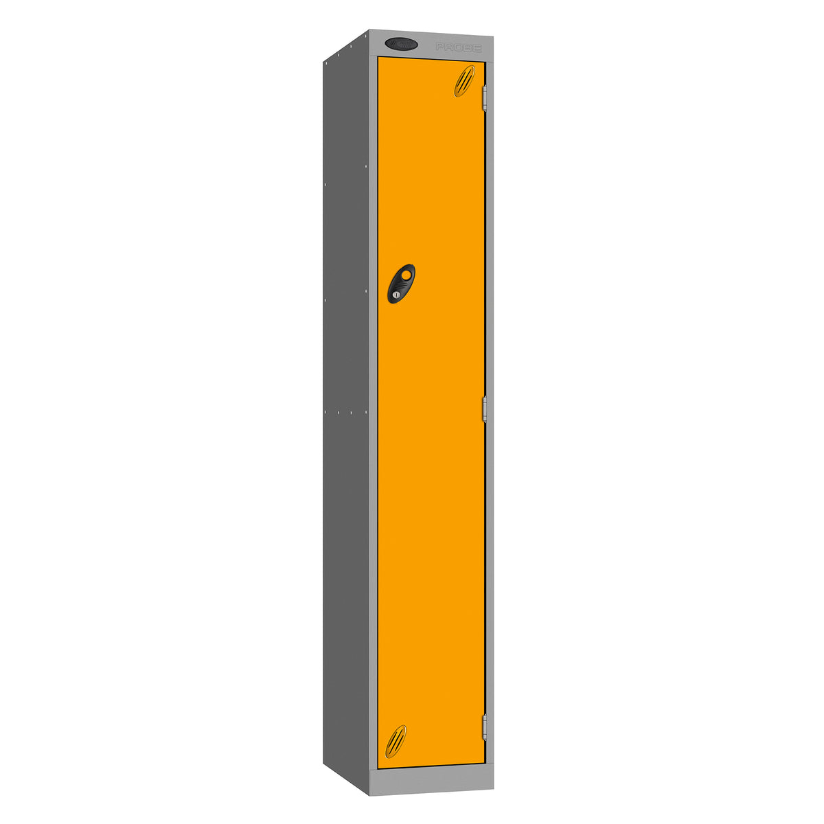 Probe Vision Panel Metric Locker — 1 Door, Sloping Top, 300mm — Silver carcass with Yellow door