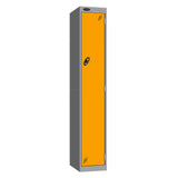 Probe Vision Panel Metric Locker — 1 Door, Wide Format (380-450mm) — Silver carcass with Yellow door