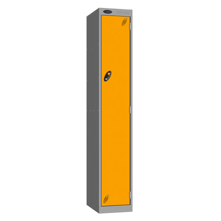 Probe Vision Panel Metric Locker — 1 Door, Wide Format (380-450mm) — Silver carcass with Yellow door