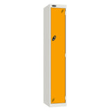 Probe Vision Panel Metric Locker — 1 Door, Sloping Top, 300mm — White carcass with Yellow door