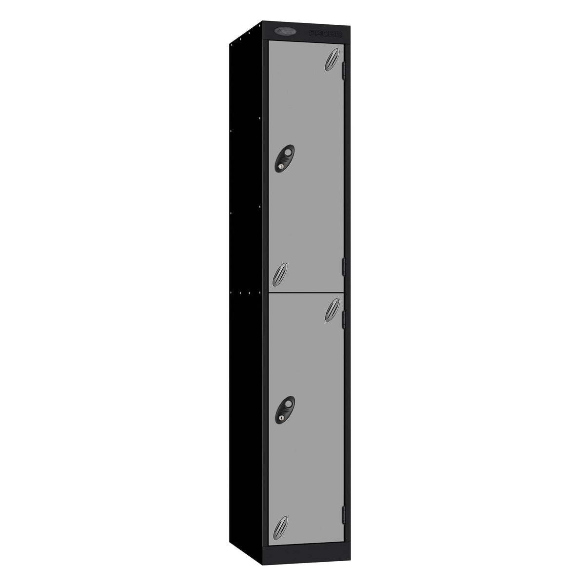 Probe Standard Imperial Locker — 2 Door, Sloping Top, Triple Width — Black carcass with Silver door
