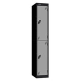 Probe Vision Panel Metric Locker — 2 Door, Wide Format (380-450mm) — Black carcass with Silver door