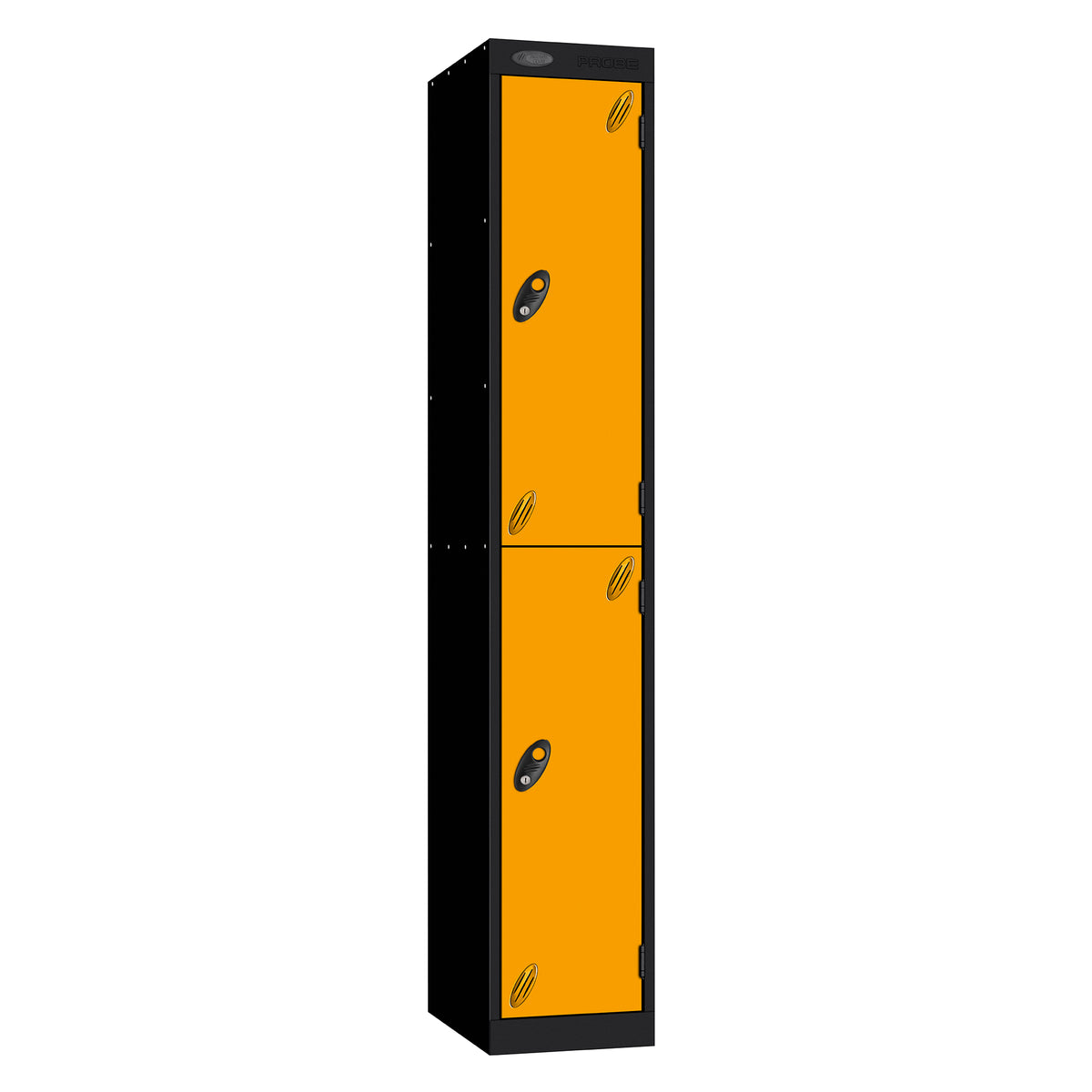 Probe Vision Panel Metric Locker — 2 Door, Sloping Top, 300mm — Black carcass with Yellow door