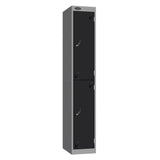 Probe Vision Panel Metric Locker — 2 Door, Sloping Top, 300mm — Silver carcass with Black door