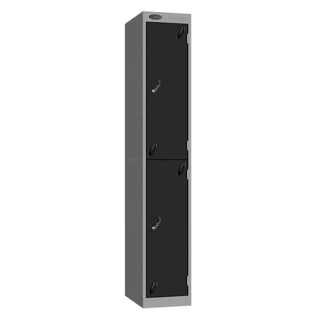 Probe Vision Panel Metric Locker — 2 Door, Sloping Top, 300mm — Silver carcass with Black door