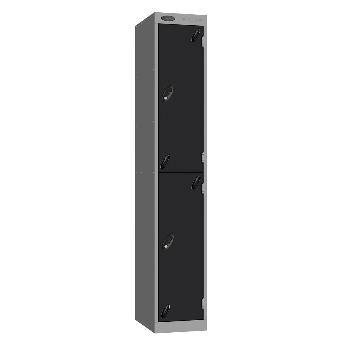Probe Vision Panel Metric Locker — 2 Door, Wide Format (380-450mm) — Silver carcass with Black door