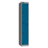 Probe Vision Panel Metric Locker — 2 Door, Sloping Top, 300mm — Silver carcass with Blue door