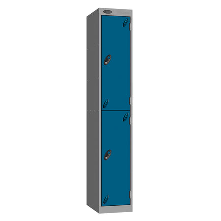 Probe Vision Panel Metric Locker — 2 Door, Wide Format (380-450mm) — Silver carcass with Blue door