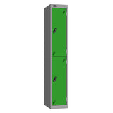 Probe Vision Panel Metric Locker — 2 Door, Wide Format (380-450mm) — Silver carcass with Green door