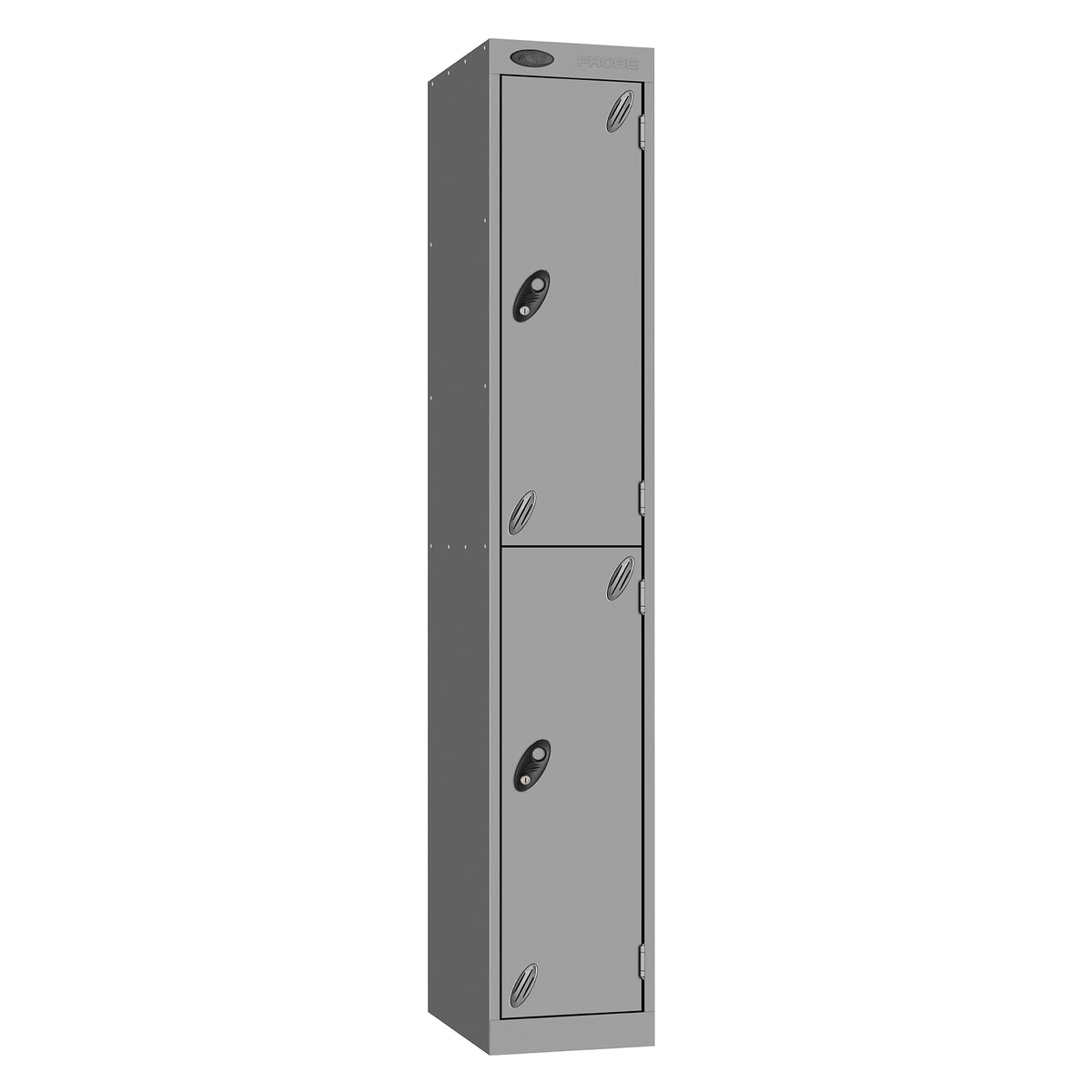 Probe Vision Panel Metric Locker — 2 Door, Flat Top, 300mm — Silver carcass with Silver door