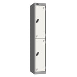 Probe Vision Panel Metric Locker — 2 Door, Sloping Top, 300mm — Silver carcass with White door