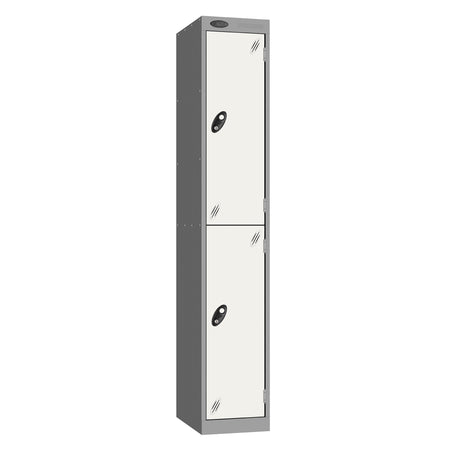 Probe Vision Panel Metric Locker — 2 Door, Wide Format (380-450mm) — Silver carcass with White door