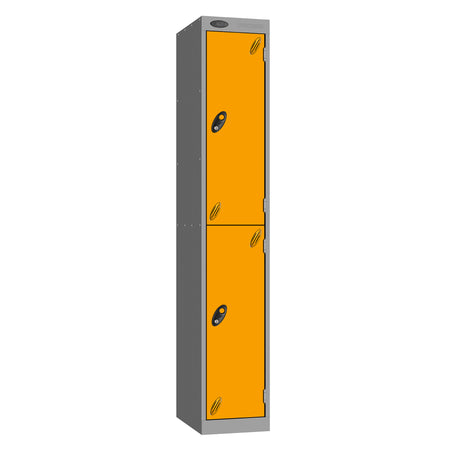 Probe Vision Panel Metric Locker — 2 Door, Sloping Top, 300mm — Silver carcass with Yellow door