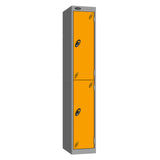Probe Vision Panel Metric Locker — 2 Door, Wide Format (380-450mm) — Silver carcass with Yellow door