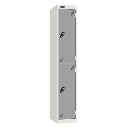Probe Standard Imperial Locker — 2 Door, Sloping Top, Triple Width — White carcass with Silver door