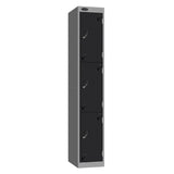 Probe Vision Panel Metric Locker — 3 Door, Wide Format (380-450mm) — Silver carcass with Black door