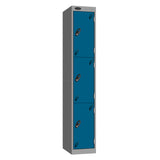 Probe Vision Panel Metric Locker — 3 Door, Wide Format (380-450mm) — Silver carcass with Blue door