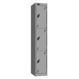 Probe Vision Panel Metric Locker — 3 Door, Sloping Top, 300mm — Silver carcass with Silver door