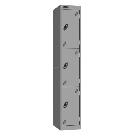 Probe Standard Imperial Locker — 3 Door, Sloping Top, Triple Width — Silver carcass with Silver door