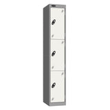 Probe Vision Panel Metric Locker — 3 Door, Wide Format (380-450mm) — Silver carcass with White door