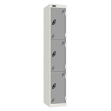 Probe Vision Panel Metric Locker — 3 Door, Wide Format (380-450mm) — White carcass with Silver door