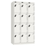Probe Perforated Metric Locker — 4 Door, Sloping Top, Triple Width — White carcass with White door