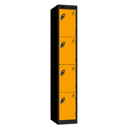 Probe Vision Panel Metric Locker — 4 Door, Wide Format (380-450mm) — Black carcass with Yellow door