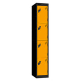 Probe Vision Panel Metric Locker — 4 Door, Sloping Top, 300mm — Black carcass with Yellow door