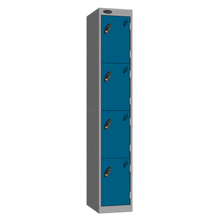 Probe Vision Panel Metric Locker — 4 Door, Wide Format (380-450mm) — Silver carcass with Blue door