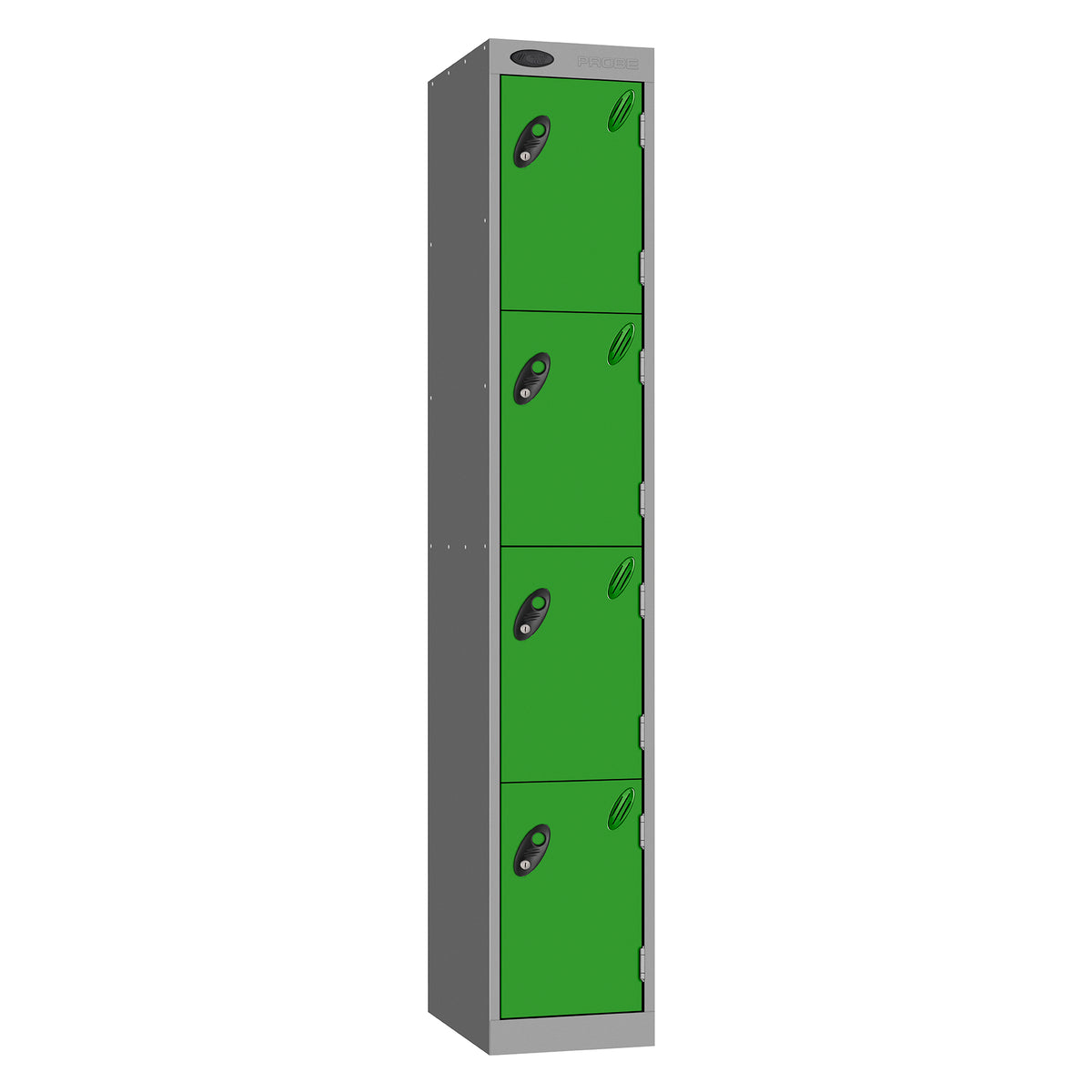Probe Vision Panel Metric Locker — 4 Door, Wide Format (380-450mm) — Silver carcass with Green door