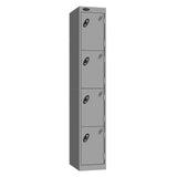 Probe Vision Panel Metric Locker — 4 Door, Sloping Top, 300mm — Silver carcass with Silver door