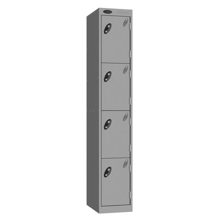 Probe Vision Panel Metric Locker — 4 Door, Sloping Top, 300mm — Silver carcass with Silver door