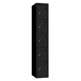 Probe Standard Metric Locker — 5 Door, Sloping Top, Triple Width — Black Carcass / Black Doors