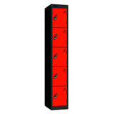 Probe Standard Metric Locker — 5 Door, Sloping Top, Triple Width — Black Carcass / Red Doors