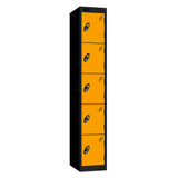 Probe Standard Metric Locker — 5 Door, Sloping Top, Triple Width — Black Carcass / Yellow Doors