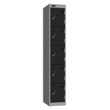 Probe Standard Metric Locker — 5 Door, Sloping Top, Triple Width — Silver Carcass / Black Doors