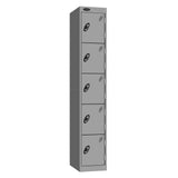 Probe Standard Metric Locker — 5 Door, Sloping Top, Triple Width — Silver Carcass / Silver Doors