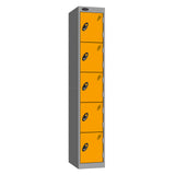 Probe Standard Metric Locker — 5 Door, Sloping Top, Triple Width — Silver Carcass / Yellow Doors