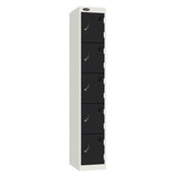 Probe Standard Metric Locker — 5 Door, Sloping Top, Triple Width — White Carcass / Black Doors