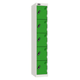 Probe Standard Metric Locker — 5 Door, Sloping Top, Triple Width — White Carcass / Green Doors