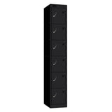 Probe Standard Metric Locker — 6 Door, Flat Top, Triple Width — Black Carcass / Black Doors